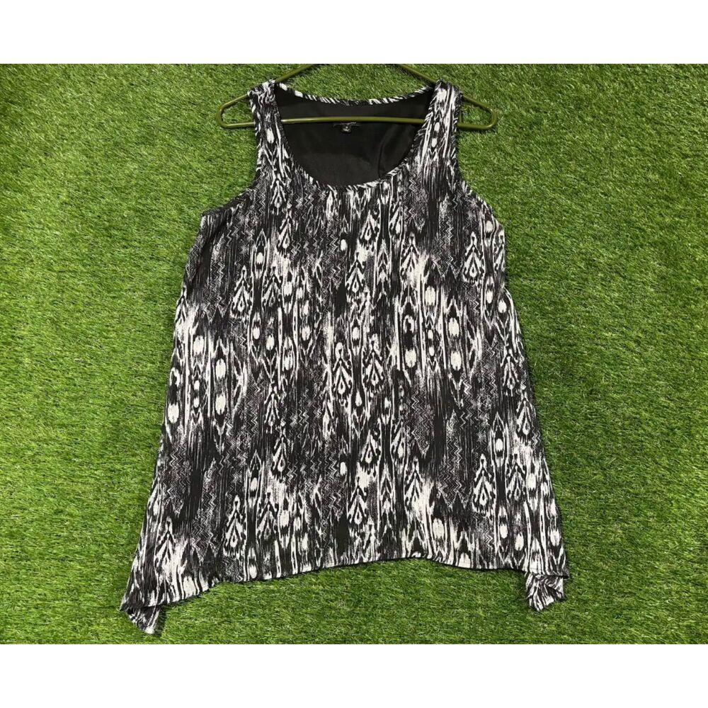 Cupio Semi Sheer Mesh Layered Tank Top Black And White Size M